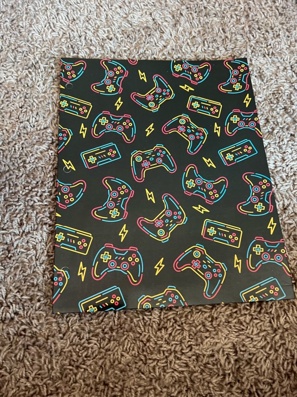 Black Gaming Controller Pattern folder- Multicolor Print